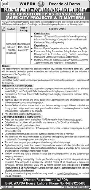 WAPDA Consultant Jobs