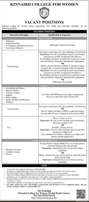 Kinnaird College for Women Jobs